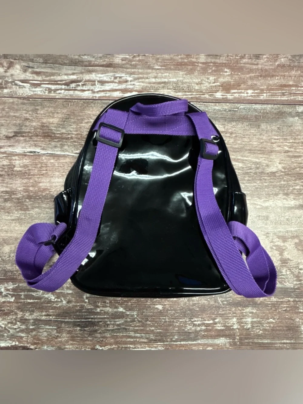 Bratz Black Patent Mini Backpack Hot Pink Lip Pocket Y2K Aesthetic Preppy Bag